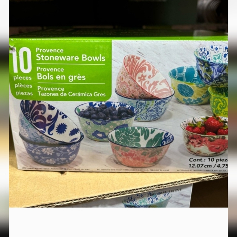 10 Pieces Bontanical Stoneware Bowls, Set of 10 All Purpose Bowls, 4.75"